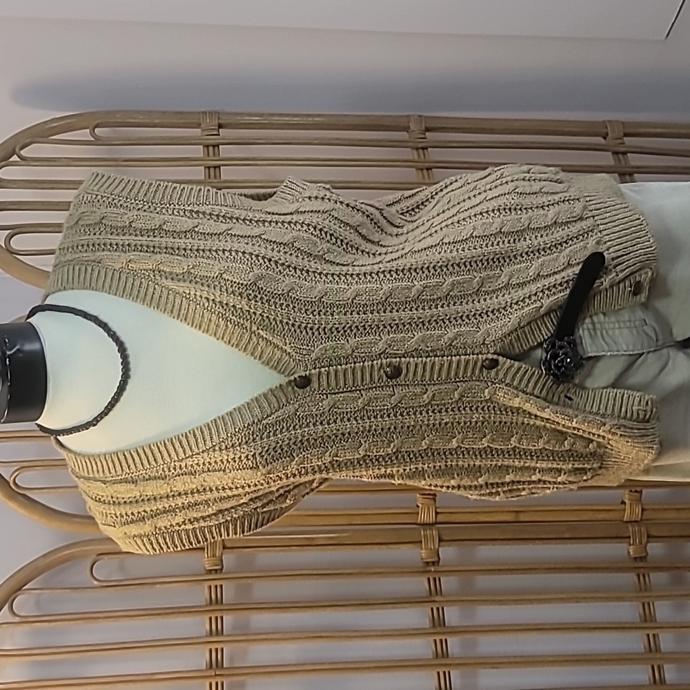 ALFRED DUNNER tan beige sweater vest L Grandpa Core vintage preppy collegiate